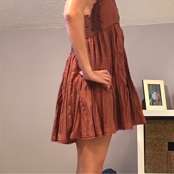 SALE Free People Breathless Mini Slip Dress Boho Copper Rust Color Size S - Picture 7 of 10
